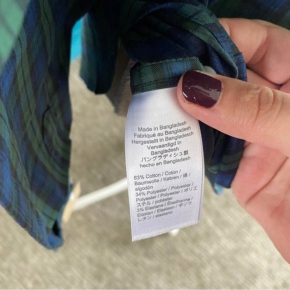 J. Crew | Slim Performance Twill Shirt Buttondown Long Sleeve Pine Plaid Green - Picture 11 of 14